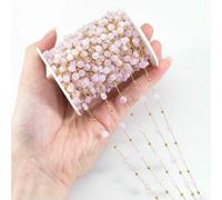 XIANGKANXUE 1 Meter Stainless Steel Crystal Beading Chain, Iridescent Stone Beaded for Necklace Bracelet DIY