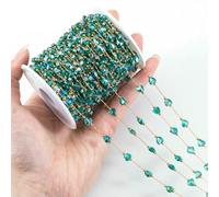 XIANGKANXUE 1 Meter Stainless Steel Crystal Beading Chain, Iridescent Stone Beaded for Necklace Bracelet DIY