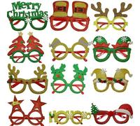 XIANGKANXUE 12pcs Xmas Tree Santa Claus Elk Paper Glasses Frame Christmas Glasses Photo Prop Christmas Decoration Navidad New Year Kid Present