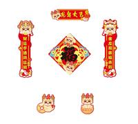 (Xianglong New Years, One size) Chinese Traditional New Year Celebration 2024 Year Of The Dragon Spring Festival Couplets Door Window Magnetic Stickers