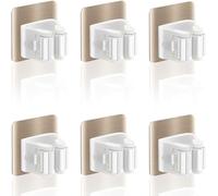 XIANGLONGY 6 Piece Broom Holder Wall Mounted, Broomstick Self Adhesive, Broom Holder Wall Mounted Self Adhesive, ABS Material, Stylish White, Beautiful and Sturdy