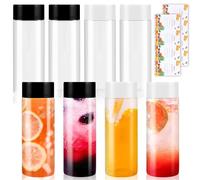 XIANGLONGY 8 PCS 300ml Juicing Bottles, PET Plastic Juice Bottle with lids, Transparent Empty Sensory Bottles, Reusable Juice Bottle, Suitable for Milk and Various Homemade Drinks