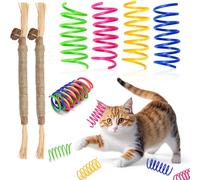 XIANGLONGY Pack of 40 Spiral Cat Toys + 2 Pieces Catnip Stick, Colourful Interactive Toy for Cats, Plastic Cat Toy, Spiral Spring, Spirals Cats for Pets to Play