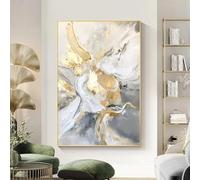 XIANGPEIFBH Abstract Art Painting | Modern Wall arts with Gold and Gray Accents | White and Silver Home Decor Posters for Living Room 40x60cm/16x24inch Unframed