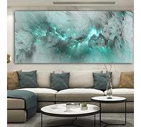 XIANGPEIFBH Abstract Colorful Cloud Large Light Blue Green Painting Think Independe Wall PictureCanvas Modern Art Poster Print 80x160cm(32''x63'') Inner Frame