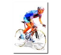 XIANGPEIFBH Abstract Geometrical Polygonal Cyclist Canvas Art Print Wall Pictures, Cycling Canvas Painting Poster Wall Decor Artwork(30x45cm(12x18inch)/Internal Frame)