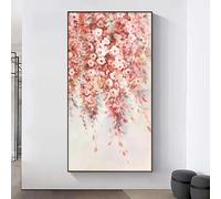 XIANGPEIFBH Abstract Painting On Canvas Modern Abstract Landscape Wall Picture Pink Flowers Paintings Living Room Decor Artwork(75x150cm(30x60inch)/Inner Frame)