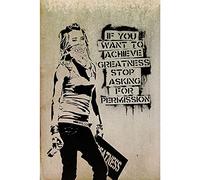 XIANGPEIFBH Banksy If You Want To Achieve Greatness Stop Asking Permission Posters And Prints Canvas Painting Wall Art Home Decor 50x70cm(20x28inch) Inner Frame