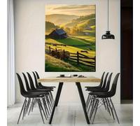 XIANGPEIFBH Beautiful Sunrise Over The Gently Rolling Green Hills for Living Room, Bedroom, Office, Living Room Decoration Wall Art(80x120cm(32x48inch)/Internal Frame)