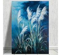 XIANGPEIFBH Canvas Art Print, Canvas Painting- Abstract Blue Grass Wall Painting, Modern Waterproof Decor Picture for Home Decor(50x75cm(20x30inch)/Internal Frame)