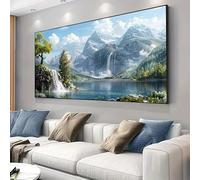 XIANGPEIFBH Canvas Mountain Landscape Poster - Serene Lake & Snow-Capped Peaks Scene for Bedroom & Living Room Decor, Bedroom Wall Art 70x150cm/28x60inch Unframed