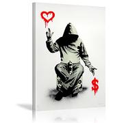 XIANGPEIFBH Canvas Prints Banksy Style - Love or Money - Graffiti Canvas Wall Art Framed Print Various Sizes Giclee Artwork Home Decor 30x40cm(12x16in) With Frame