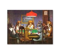 XIANGPEIFBH Dogs Playing Poker Funny Art Poster and Prints Wall Art Picture Cool Pet Dog Pug Canvas Painting Pet Shop Decor 20x30cm Unframed
