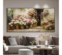 XIANGPEIFBH Frameless Modern Abstract Printing Wall Art Abstract Flower Shop with Colorful Flowers Canvas Painting Living Room Decor(75x150cm/30x59in/Unframed)