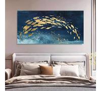 XIANGPEIFBH Golden Fish Abstract Ocean Canvas Art Nordic Wall Decor for Living Room, Bedroom, Office Modern Farmhouse Style Poster(70x140cm/Unframed)