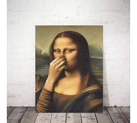 XIANGPEIFBH Humor Mona Lisa Funny Bathroom Posters Wall Art Decor - Mona Lisa Bathroom Art Poster Vintage Bad Smell Canvas Painting Decor 50x75cm/20x30inch With Frame