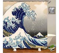 XIANGPEIFBH Japanese Art The Great Wave Shower Curtain Funny Stylish Ukiyo Hokusai Painting Bath Curtain Bathroom Decor Artwork 200x180cm/78x71in(WxH)