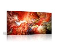 XIANGPEIFBH Large Canvas Wall Art - Canvas Modern Art Red Painting Abstract Fire Cloud Independe Picture Living Room Poster Print 70x140cm(28''x55') Unframed