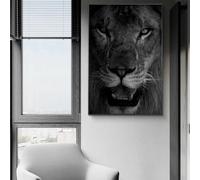 XIANGPEIFBH Large Size African Wild Lion Face Art Paintings on the Wall Art Posters and Prints Black and White Animals Art Pictures(50x75cm(20x30inch)/Unframed)