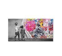 XIANGPEIFBH Lift The Curtain LOVE IS ALL WE NEED Graffiti Art Canvas Painting Street Art Poster Picture Print for Living Room Decor(55x110cm(22x43inch)/Unframed)