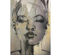 XIANGPEIFBH Modern Simple Wall Art Abstract Human Face Faces Gray HD Canvas Painting Poster Prints Home Bedroom Living Room Decor(80x120cm(32x48inch)/Unframed)