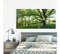 XIANGPEIFBH Natural Forest Wall Pictures Green Trees Canvas Painting Landscape Wall Art Posters and Prints for Living Room Decor 50x100cm/20x39inch Inner-Frame