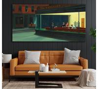 XIANGPEIFBH Nighthawks Canvas, Huge Canvas Wall Decor, Edward Hopper Art, Night Hawks Wall Art, Edward Hopper, Nighthawks(50x100cm(20x39inch)/Unframed)