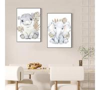 XIANGPEIFBH Nordic Abstract Cartoon Wall Art Elephant Jungle HD On Canvas Posters And Prints Nursery Home Decor(30x50cmx2/Unframed)