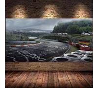 XIANGPEIFBH Nurburgring Rally Road Sports Car Track Prints Canvas Painting Forest Landscape Wall Art Posters For Living Room Home Decor 35x70cm/14x28inch Unframed