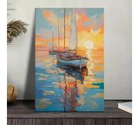 XIANGPEIFBH Sailboats at Sunset Canvas Wall Art - Traditional Style Landscape Painting Wall Art Pictures for Living Room Home Decor(70x100cm/Unframed)