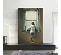 XIANGPEIFBH Salvador Dali Woman at The Window Canvas Paintings Posters and Prints Wall Art Pictures for Living Room Decor(30x40cm(12x16inch)/Internal Frame)