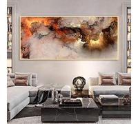 XIANGPEIFBH Thunder Lightning Cloud Canvas Painting Nordic Poster Modern Art Orange White Smoke Abstract Pictures for Living Room Mural 70x140cm(28''x55') Unframed