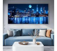 XIANGPEIFBH Urban Landscape Wall Art, Modern Art Deco Style, Canvas Print, Modern Home Decoration, Living Room Bedroom Study Decor 45x90cm/18x35inch Unframed