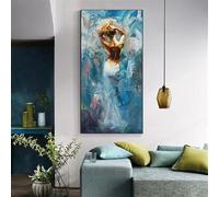 XIANGPEIFBH Wall Art Blue Figure Painting on Canvas Posters Prints Abstract Women Wall Pictures for Living Room Home Decor 35x70cm/14x28inch Unframed