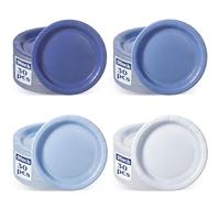Xiangqu 120 Pcs Dusty Blue Paper Plates,Boy Baby Shower Plate Set 9 inch Gradient Blue Birthday Cake Plates Dessert Plate for Birthday, Baby Shower, Tea Party