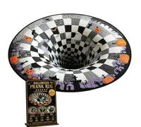 XIANGSHI 3D Halloween Rugs, Quilted Round Rug Optical Illusion, Soft & Durable Fabric Funny Rug with Non-Slip Backing, for Living Room Indoor Decor (#D,60cm / 23.62 inches)