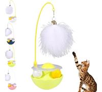 XIANGSHI Celery Pets Wobble Pet Toy with Feather & Catnip, 2025 New Tumbler Interactive Cat Toy with Bells, Safe Durable Dual Rolling Balls Rotate 360° for All Breeds of Cats (Yellow,1*Pcs)