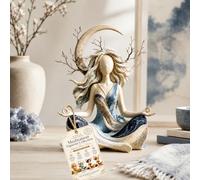 XIANGSHI Serenity Growth Inner Harmony Sculptural Figurine, Crescent Moon Meditation Statue with Nature Branch Details for Zen Home or Yoga Room Decor, Handmade Resin Goddess Home Decor (#C)