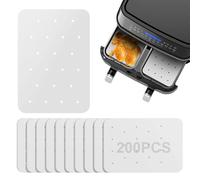 XiangSKY 200 Pcs Air Fryer Paper Liners, 5.5x8.5 inch Air Fryer Liners for Ninja Foodi Dual Air Fryer, Nonstick Perforated Parchment Paper for Ninja DZ201 DZ401, 232DBY-4388016-00133