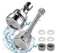 XiangSKY 360°Swivel Kitchen Tap Spray Head Attachment, Flexible Faucet Sprayer with 3 Modes, 360°Rotatable Tap Adapter for Kitchen Sink 2pcs