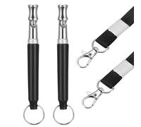 XiangSKY Dog Whistle Dog Whistles for Recall, 2pcs Ultrasonic Stop Barking Silent, Adjustable Dog Training Whistle, with Lanyard black