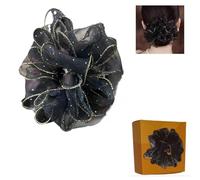 xiangwenlan Rhinestone Mesh Hair Scrunchie, Elastic Rubber Band for Bun Hairstyles, Women's Hair Accessories, rose hair accessory