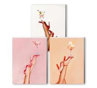Xiangxujia 3PCS DIY Cocktail Paint by Number for Adults, Wooden Framed Painting Kits on Canvas, Beginner-Friendly High Heels Number Painting Kits, Home Wall Decor & Gift Idea (Leg)