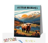 Xiangxujia Landscape Paint by Numbers Kit for Adults, DIY Easy National Park Painting Kits on Canvas with Wooden Framed, Small Travel Color by Numbers, Perfect for Gifts & Home Wall Decor