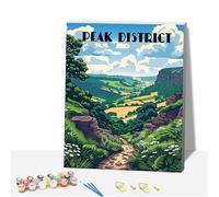 Xiangxujia Landscape Paint by Numbers Kit for Adults, DIY Easy National Park Painting Kits on Canvas with Wooden Framed, Small Travel Color by Numbers, Perfect for Gifts & Home Wall Decor