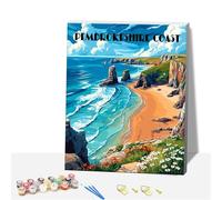 Xiangxujia Landscape Paint by Numbers Kit for Adults, DIY Easy National Park Painting Kits on Canvas with Wooden Framed, Small Travel Color by Numbers, Perfect for Gifts & Home Wall Decor