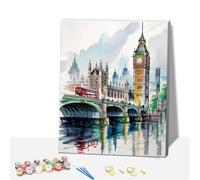 Xiangxujia Landscape Paint by Numbers Kit for Adults, DIY Easy Travel City Painting Kits on Canvas with Wooden Framed, Small Street Art Color by Numbers, Perfect for Gifts & Home Wall Decor