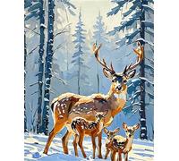 Xiangxujia Paint by Numbers Kit for Adults,DIY Easy Painting Kits on Canvas with Wooden Framed, Small Color by Numbers Acrylic,Adult Paint by Number for Gifts,Home Wall Decor (Deer)
