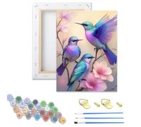 Xiangxujia Wooden Framed Adult Paint by Numbers Kits,Easy Painting by Number Kits on Canvas,Color by Numbers Watercolor Gifts for Friends Home Wall Decor (Three Birds)