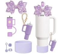 XIANGYUAN 7 PCS Cup Accessories Set for Stanley 30 oz 40 oz Tumbler With Handle,Including Mini Stanley Cup Keychain,Straw Covers for 30 or 40 oz,Boots,Spill Proof Stoppers (Purple)